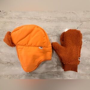 The North Face Orange Hat and Mittens